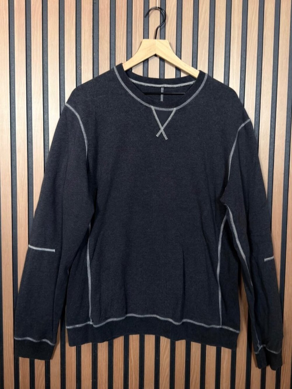 Lululemon Sweatshirt L / XL Mens Black Gray All Town Crewneck Pullover Casual